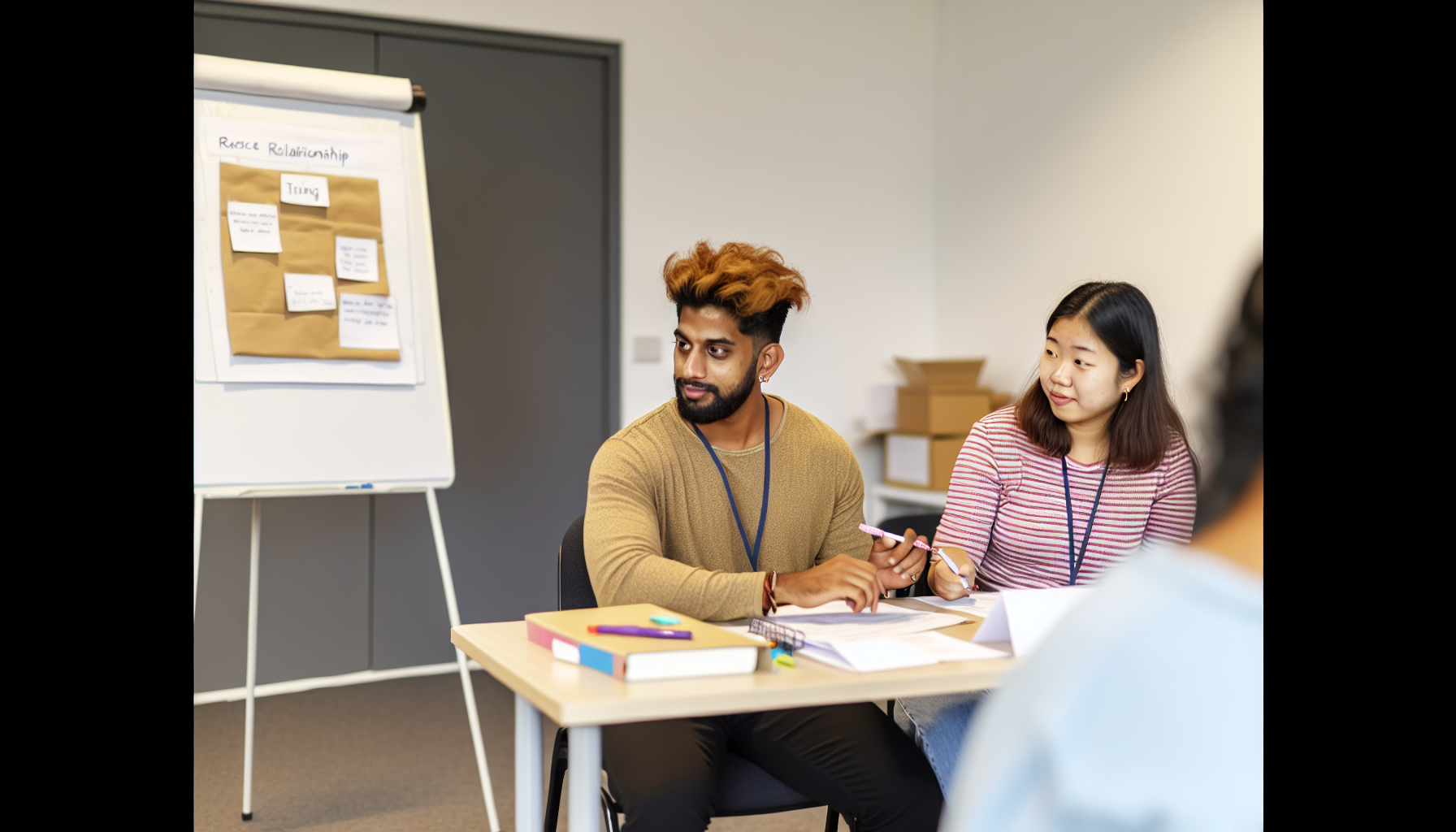 Koppel dat een relatieworkshop bijwoont, deelnemend aan leeractiviteiten