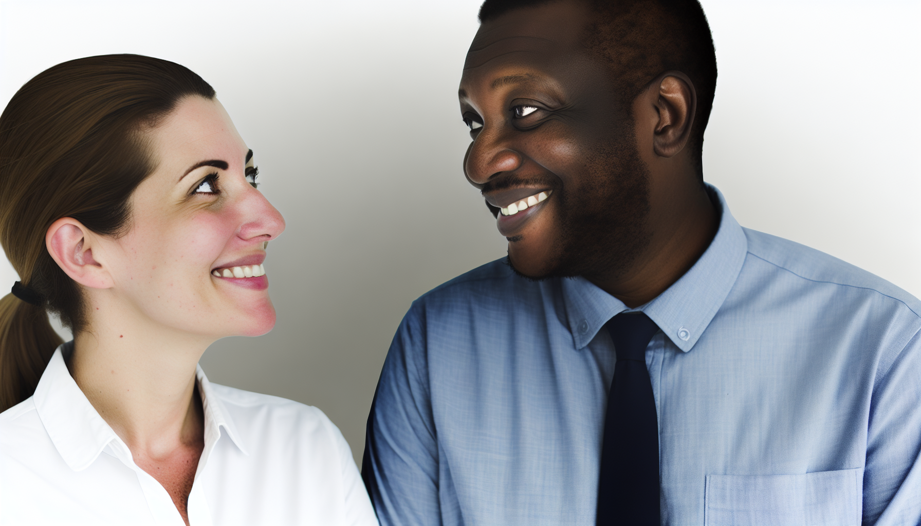 Professional image of a couple smiling happily at each other, illustrating a strong emotional connection