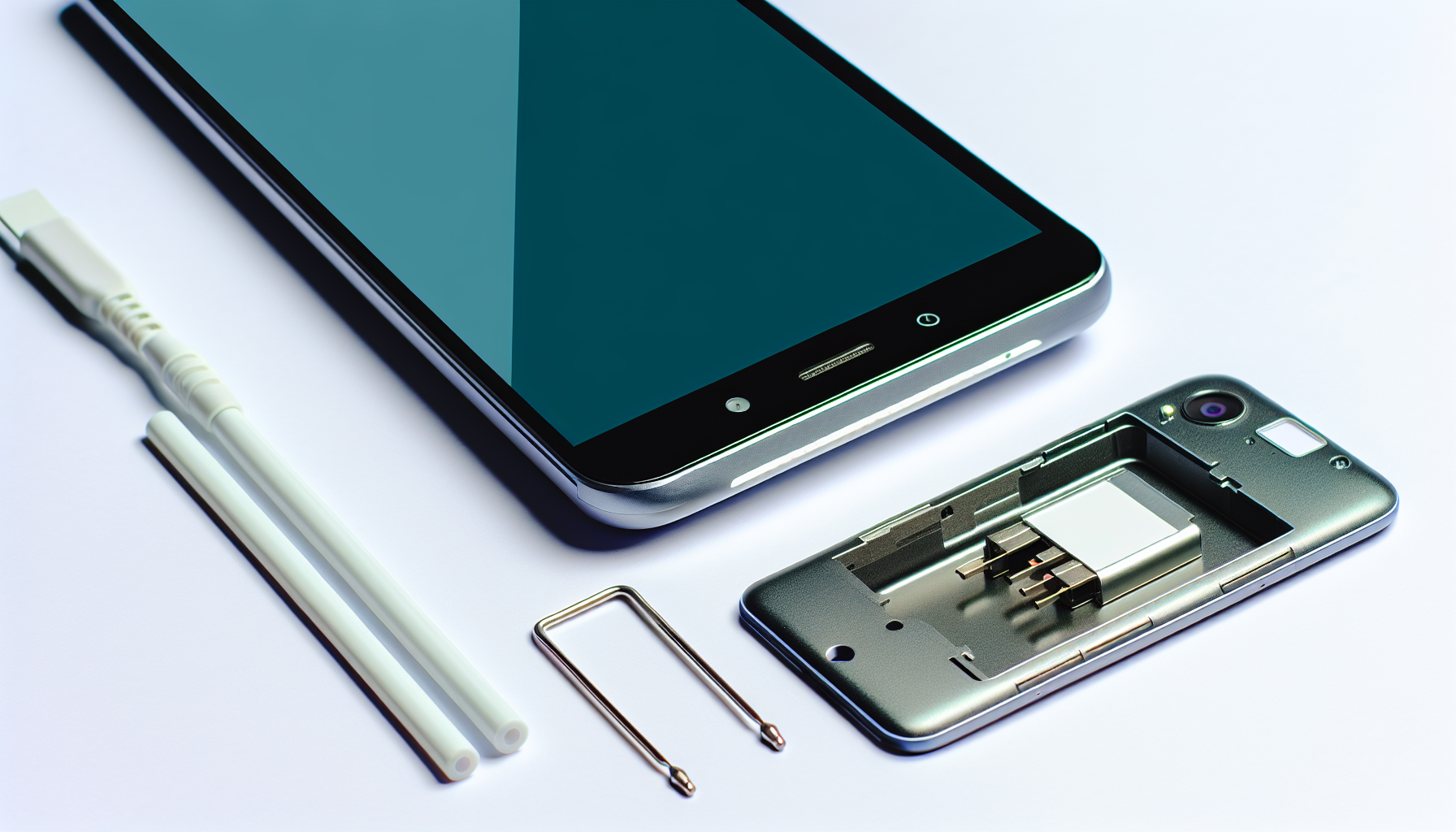 A cheap iPhone 12 with accessories like charger and SIM tool, displayed neatly to emphasize value