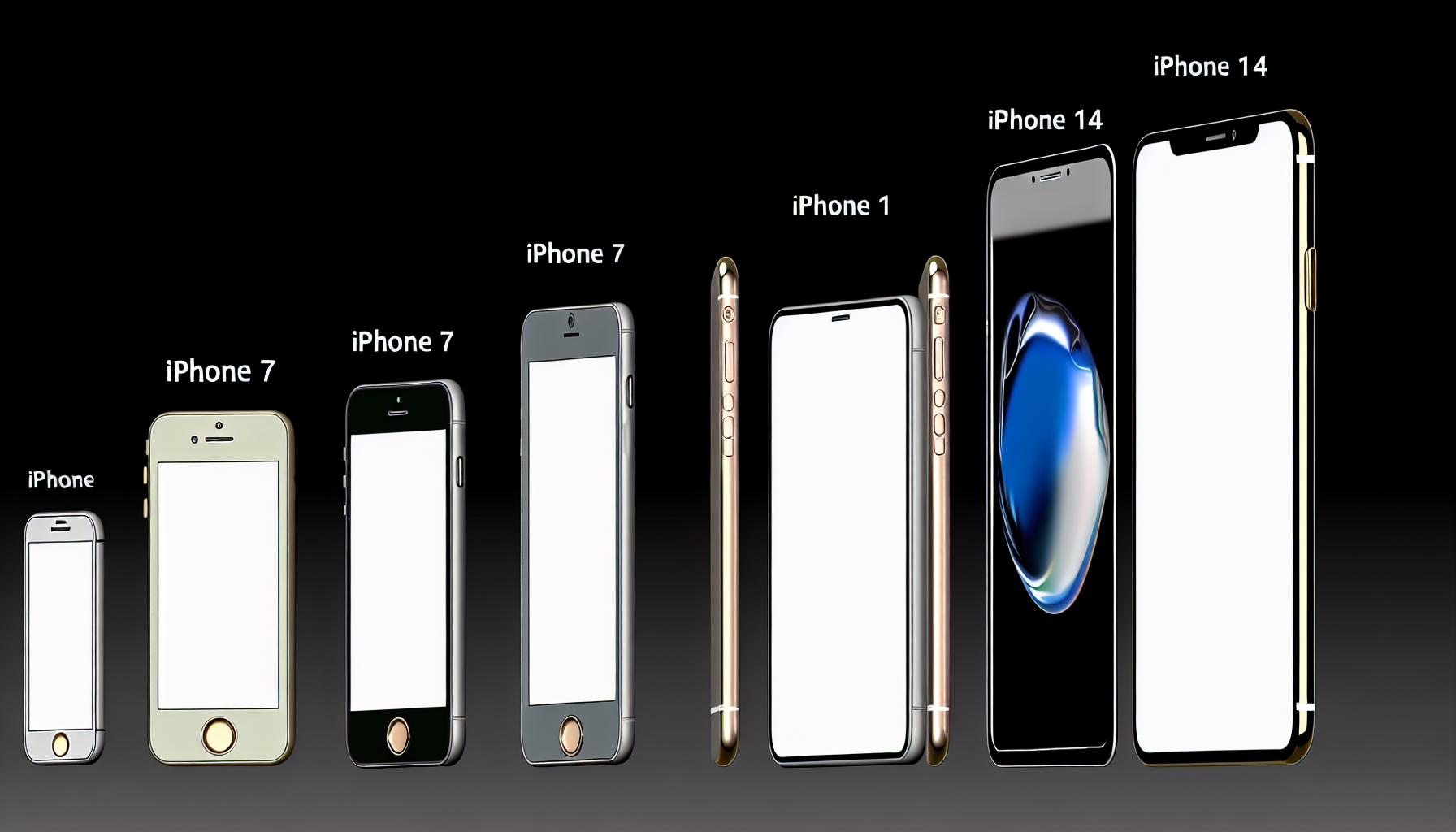 Second-and iPhones side-by-side, showing the evolution of design and features over the years