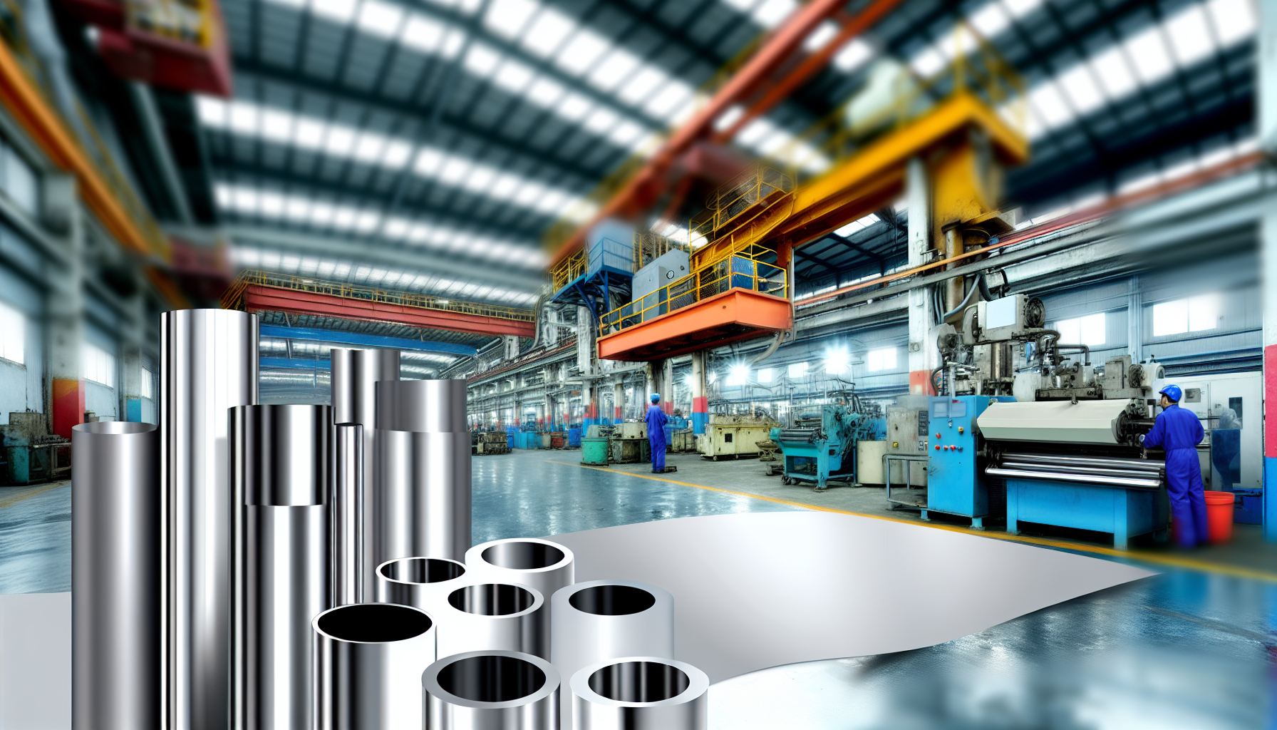 How to Choose the Right Dosing Pump for Your Project 3 Visualization showing different materials like stainless steel and plastic against a backdrop of a busy industrial plant.