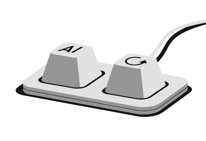 A simple keyboard containing two buttons - one for AI content, one for re-run.